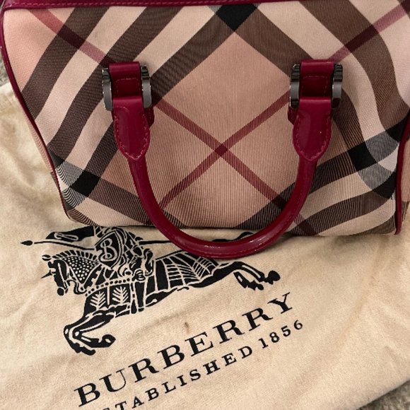 BURBERRY Nova Check Chester Bowling Bag Raspberry Sorbet - Picture 1 of 5